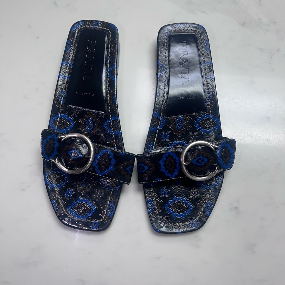 vintage prada buckle strap open sandle
